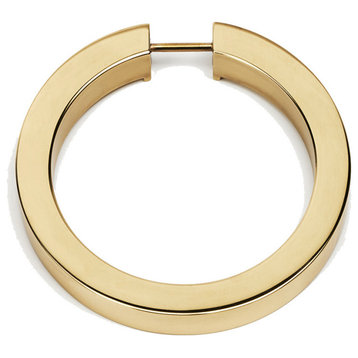 Alno A2661-35 Convertibles 3.5" Flat Round Cabinet Ring Pull - - Polished Brass