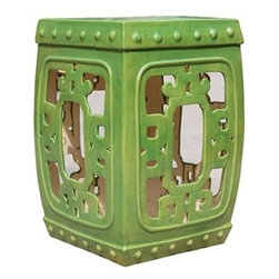 Tender Green Square Medallion Garden Stool - Accent And Garden Stools