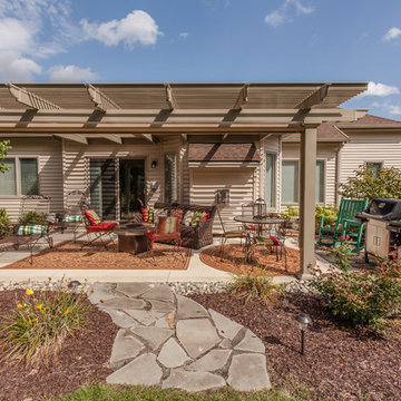 Operable Pergola with crescents open, and screen retracted