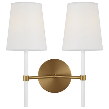 Monroe Double Sconce, Burnished Brass