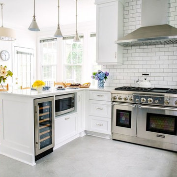 The Smart White and Blue Kitchen in Chapel Hill