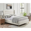 Inspired Home Alessio Bed, Upholstered,  Linen, Light Beige, Queen