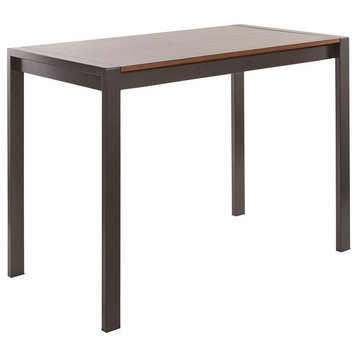 LumiSource Fuji Counter Table, Antique Metal and Walnut Wood