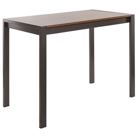 LumiSource Fuji Counter Table, Antique Metal and Walnut Wood