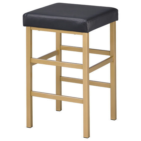 26" Gold Backless Stool, Black