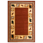Furnishmyplace - Wildlife Bear Moose Rustic Lodge Cabin Area Rug, Brown, 7'8"x10' - Contemporary Area Rug: Designed to grace your living rooms, study area, bedrooms, hallways and entryways, this floor carpet enhances the overall aesthetic appearance of the surrounding. It can blend well with minimalistic decor settings. Materials Used: This indoor area rug is made with polypropylene - known for its remarkable resistance against everyday wear and tear. The quality craftsmanship offers durability to withstand the test of time. Contemporary Design: Featuring small motifs of bear, moose and leaves, this machine-made rug adds a distinctive visual appeal to the surroundings. The striking contrast of light and dark colors lend a mystical contemporary touch to its overall appeal. Easy Maintenance: The rectangular area rug is designed to offer long-lasting performance. It has a stain resistant surface that serves as a safe spot for kids to play and makes cleanup a breeze.