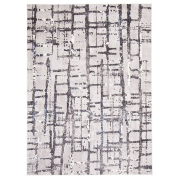 ECARPETGALLERY Abstract Area Rug 3'11" x 5'7" Grey, Anitra
