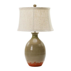 28 in. Bay Leaf Crackle Ceramic Table Lamp - Table Lamps