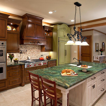 Kitchen with White Seating Island