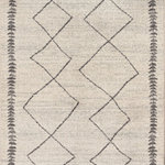 JONATHAN Y - Zaina Moroccan Beni Souk Area Rug, Cream/Gray, 5 X 8 - Inspired by vintage Beni Ourain Moroccan rugs, our modern version is power-loomed with a short pile. Diamonds and geometric forms are woven in gray on a field of ivory; the mingled threads recall traditional handwoven rugs. Add some Bohemian style to your home with this easy-care rug.