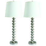 Urbanest - Set of 2 Broche Table Lamps, Pewter - A stylish way to light up your favorite spaces. This lamp-set includes 2 pewter lamp bases, 2 7 1/2" nickel harps, two 12" off-white linen lamp shades, and two matching finials. The maximum recommended wattage is 100 watts (Type A).  Bulb not included. These lamps are UL-Listed.