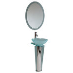 Fresca - Fresca Vitale Modern Glass Bathroom Vanity With Mirror - This simply constructed jewel tone chrome stand and gently sloping tall clear glass basin are ideal for simple living with a touch of class and modern charm.  Versatile for any decor.  Quietly interesting and chic without being disruptive.  Comes with matching frosted edge mirror.