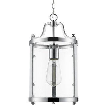 Golden Lighting 1157-M1L CH Payton Mini Pendant, Chrome With Clear Glass