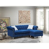 Maklaine Contemporary Soft Velvet Faux Jewel Tufted Sofa Chaise in Navy Blue