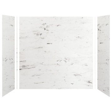 Transolid SaraMar 60"x36"x60" 3-Piece Shower Wall Kit, White Venito Velvet