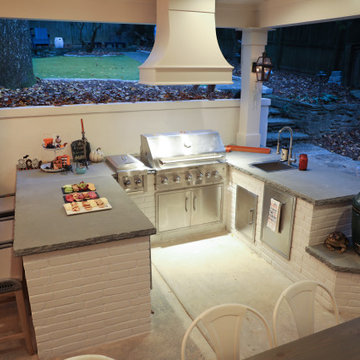Covered Outdoor Kitchen with Bar Seating