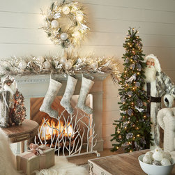 Ditz Designs by the Hen House Silver Night Santa with Tree - Christmas Trees