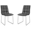 Leandro Set of 2 Dining Chair, Pu Leather, Black