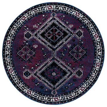 Safavieh Vintage Hamadan Vth293V Rug, Purple and Black, 6'7"x6'7" Round