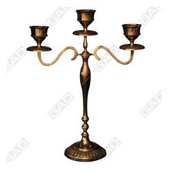 CANDLE STAND 3 LIGHT GOLD POLISHED - Candle Holders & Candelabra