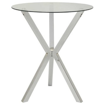 Coaster Contemporary Glass Top Pub Table with Robust Angular Legs in Clear