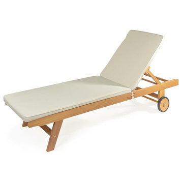 Modern Classic Outdoor Chaise Lounge, Adjustable Backrest & Wheels, Light Gray