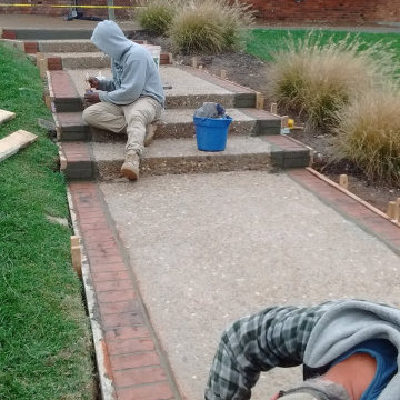 Prep for Exposed Aggregate Red Brick Border