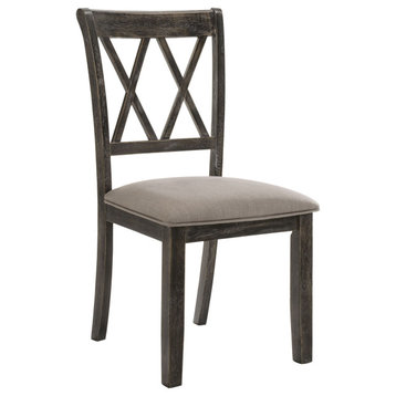 ACME Claudia II Side Chair, Set-2, Fabric and Weathered Gray