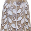 Set of three 9" Polyresin Brown and White Leaf Round Table Vase