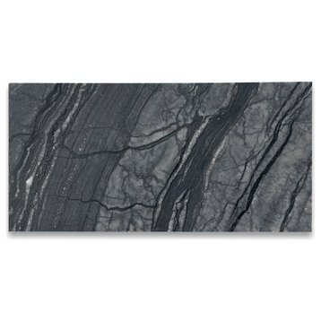Silver Wave Black Forest Marble 3x6 Subway Tile Honed, 100 sq.ft.