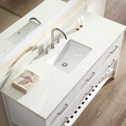 61 inch Transitional Single Sink Bathroom Vanity Set in White Finish - Bathroom Vanities And Sink Consoles