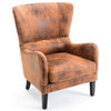 Wingback Chair Nail Head Leather, Brown