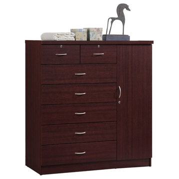 Pemberly Row Contemporary 7 Drawer Wood Chest with 2 Locking Drawers in Mahogany