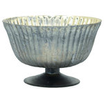 Serene Spaces Living - Large Platinum Ribbed Glass Bowl - These decorative ribbed glass bowls take your floral arrangement to the next level. Romantic, vintage-inspired details and a frost finish add to their aged look. We recommend using a liner if you are using for fresh flower arrangements.