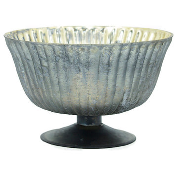 Large Platinum Ribbed Glass Bowl
