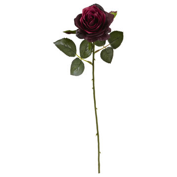 18" Rose Artificial Flower, Set of 24, Burgundy
