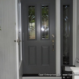 Gray Front Door with Storm Door - Front Doors