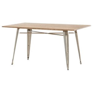 71" Modern Table With Brown Finish Wood Tabletop & Metal Legs Six 6 seating  - Industrial - Dining Tables - by Daniel Ng | Houzz