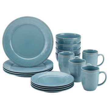 Cucina Dinnerware 16-Piece Stoneware Dinnerware Set, Agave Blue