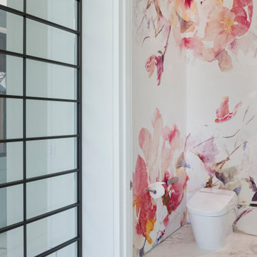 Serenity Indian Wells luxury home bathroom floral wall graphic