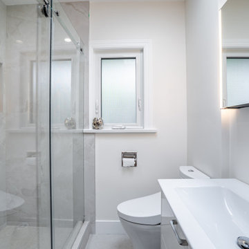 Frameless Glass Shower with Large Format Tile – Kerrisdale Vancouver Bathroom Re