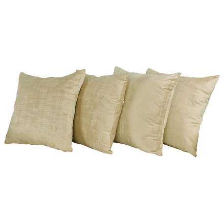 Serenta Textured Velvet Pillow Shell, Set of 4, Almond Buff