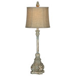 Forty West Designs - Rita Buffet Lamp - Set of 2 - This lamp was inspired by a Corinthian style column and has a rich blue and cream finish. Use her on an entry table or in your dining room to add a traditional touch.