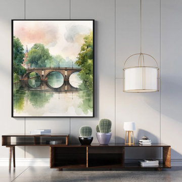 Cozy Farmhouse Decor Canvas Art - Rustic Country Landscape Painting