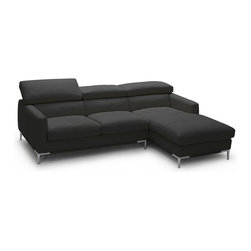 1281b Italian Leather Sectional Sofa | Black - Sectional Sofas
