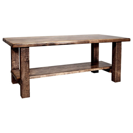 Homestead Collection Coffee Table with Shelf, Stain/Clear Lacquer