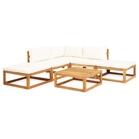 vidaXL Solid Acacia Wood 6 Piece Patio Lounge Set with Cushions Garden Sofa
