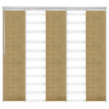 Blanched White-Daffodil 5-Panel Track Extendable Vertical Blinds 58-110"x94"