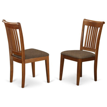 East West Furniture Portland 39" Fabric Dining Chairs in Saddle Brown (Set of 2)