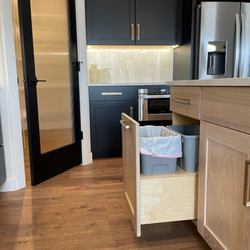 Black Paint and Light White Oak Kitchen Design
